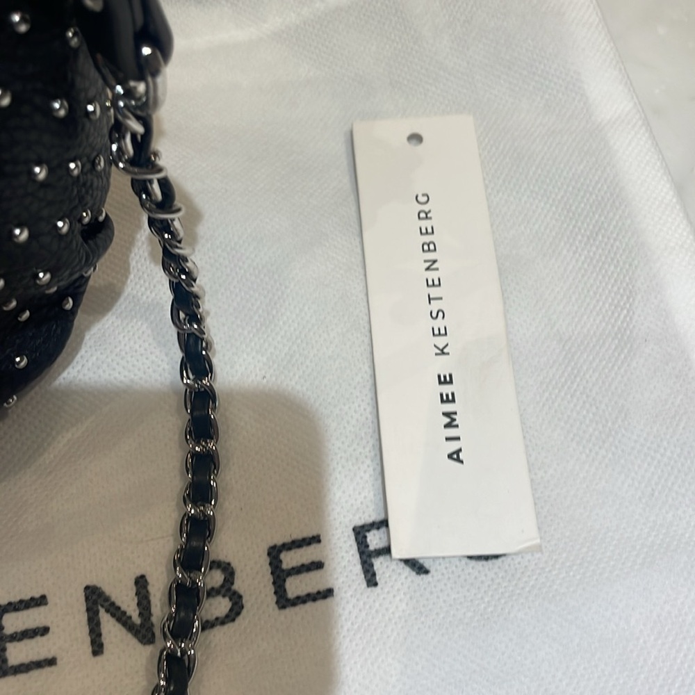 Aimee Kestenberg Black Studded Chain-Accent Shoulder Bag - Picture 5 of 14